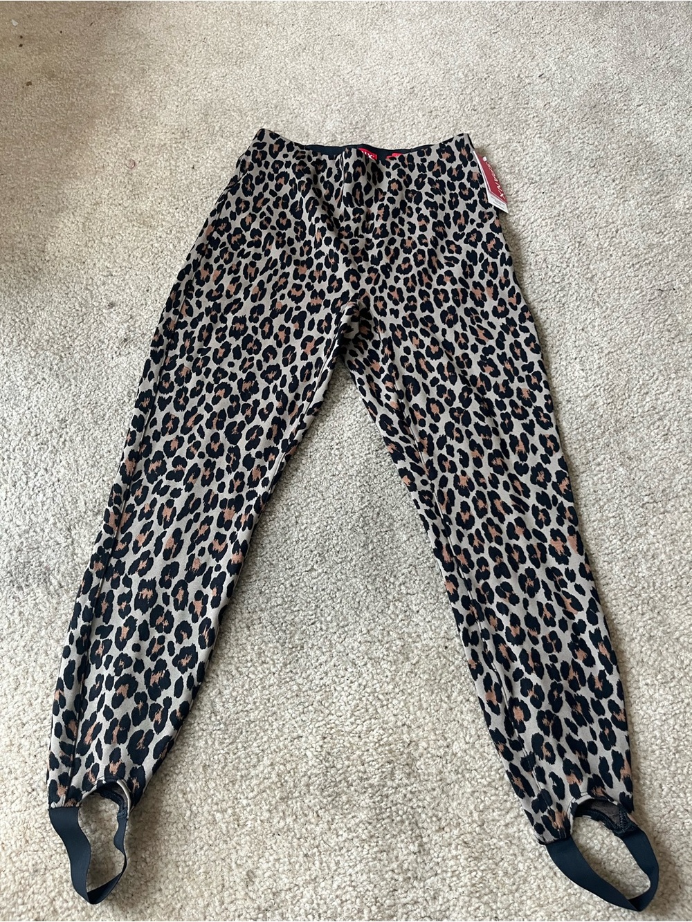 New! Leopard Print  Stirrup Leggings - Tan/Black Women!